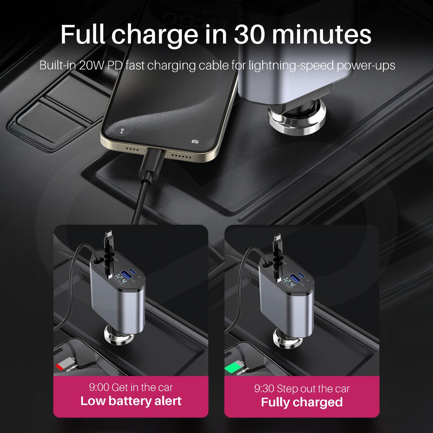 4-in-1 Retractable Car Charger