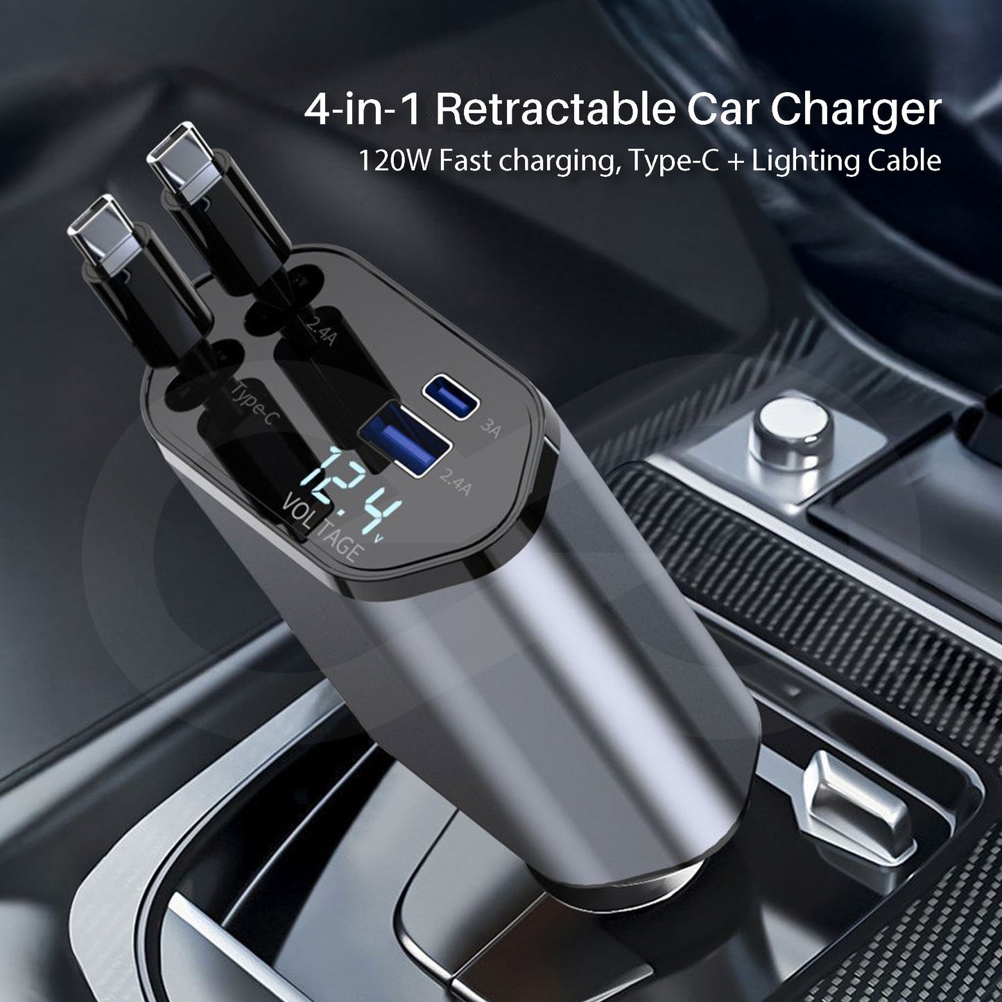 4-in-1 Retractable Car Charger