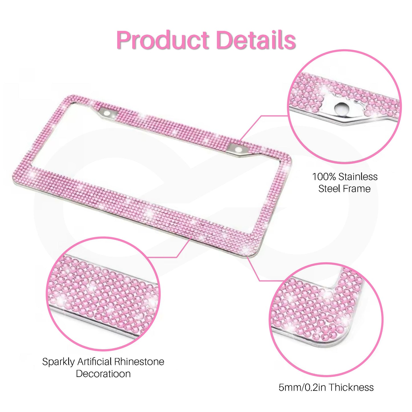 Artificial Rhinestone Car License Plate Frame 04