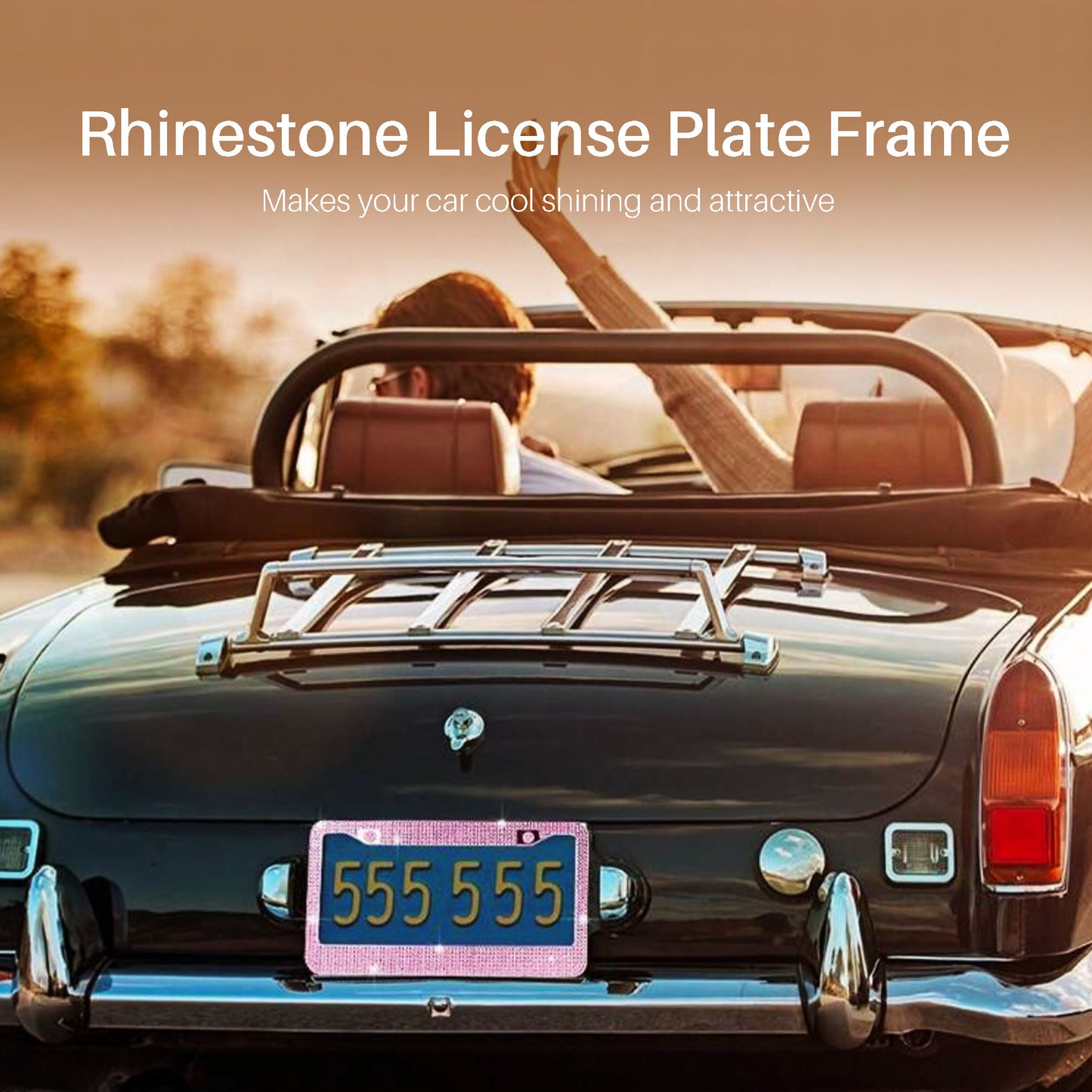 Artificial Rhinestone Car License Plate Frame 07