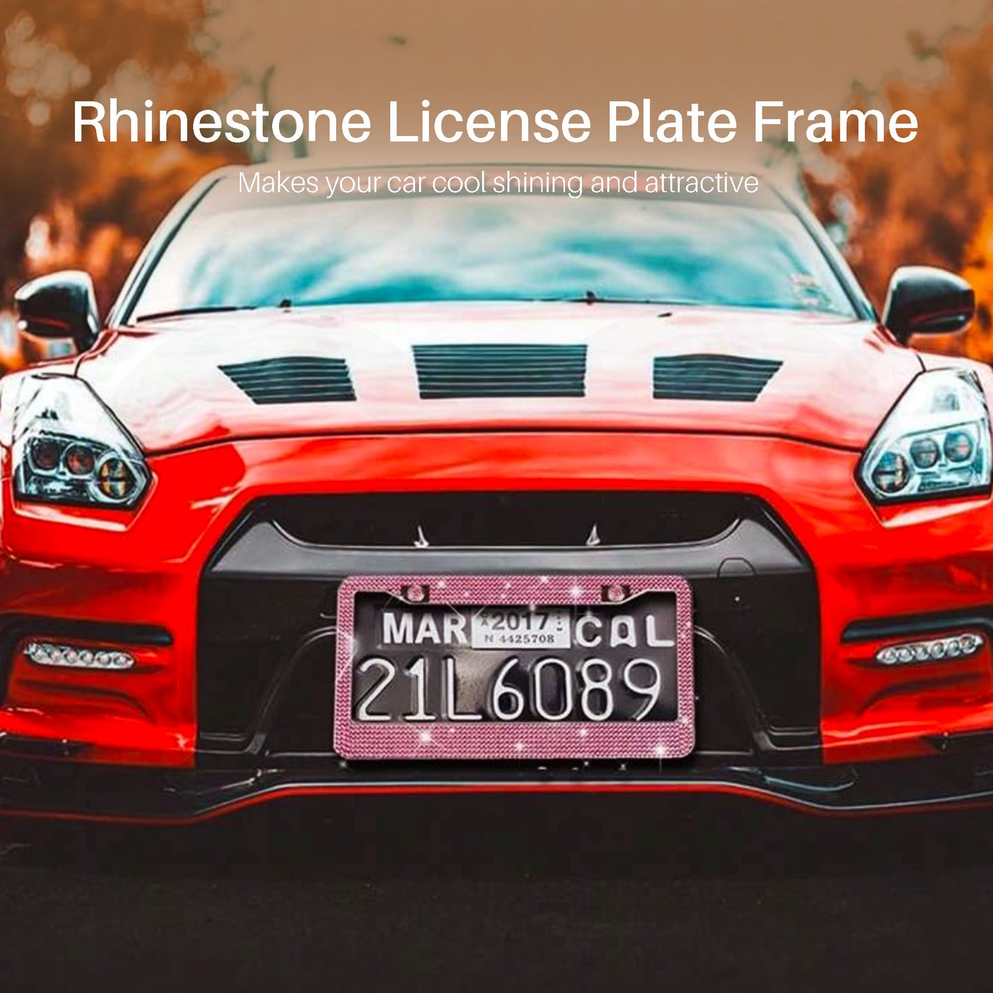 Artificial Rhinestone Car License Plate Frame 08
