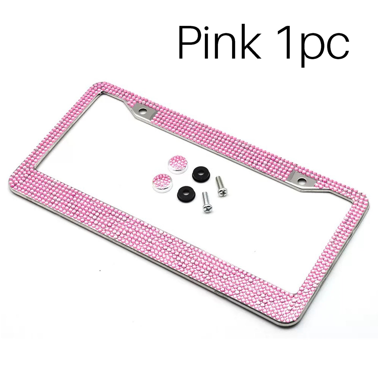 Artificial Rhinestone Car License Plate Frame SKU Pink 1pc
