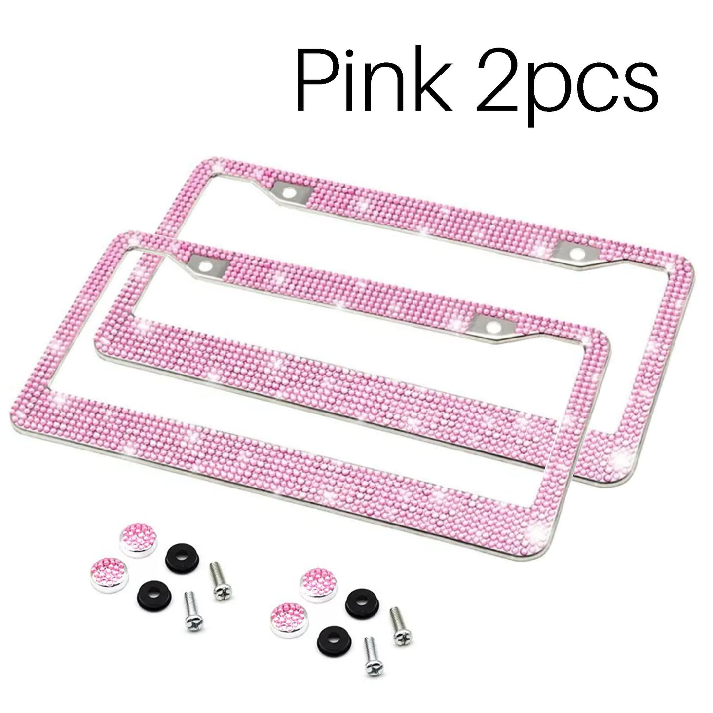 Artificial Rhinestone Car License Plate Frame SKU Pink 2pcs