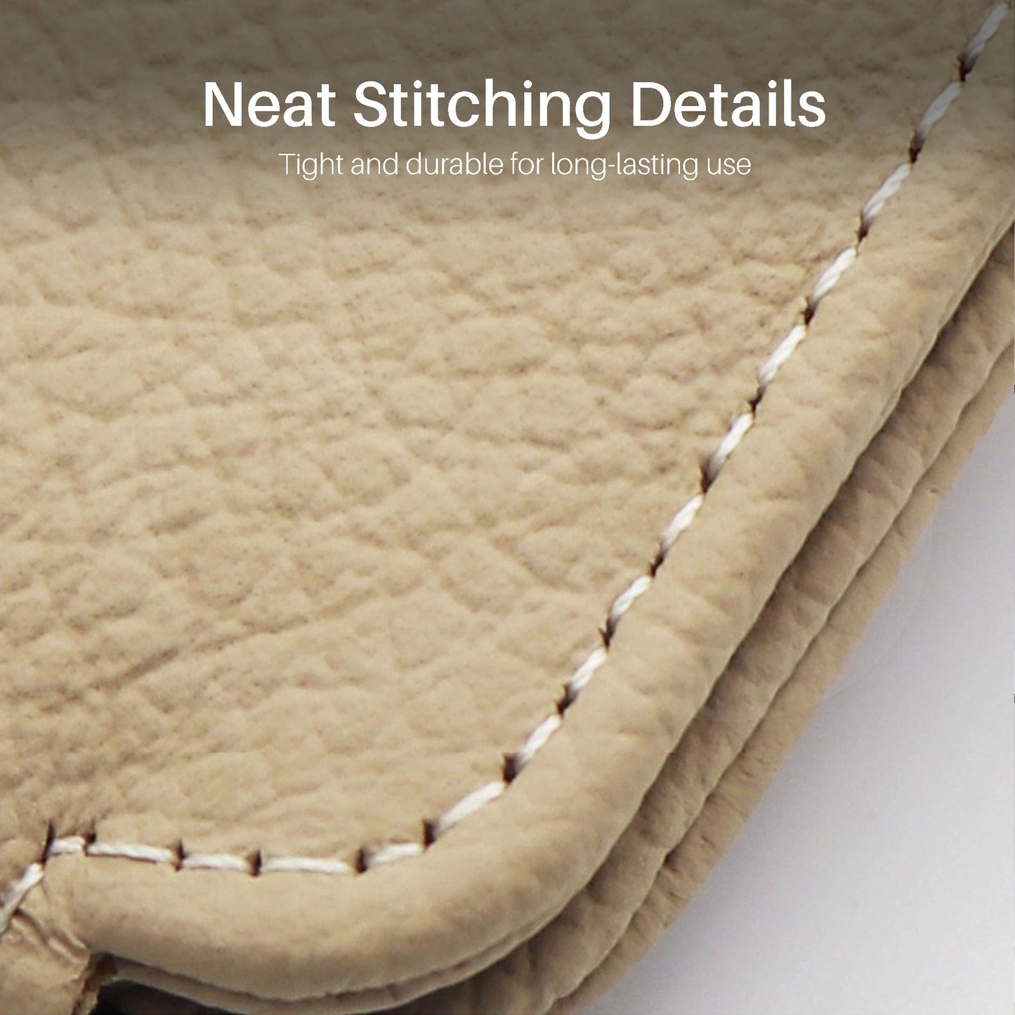 Close-up of the sunglasses clip fabric with neat stitching details.