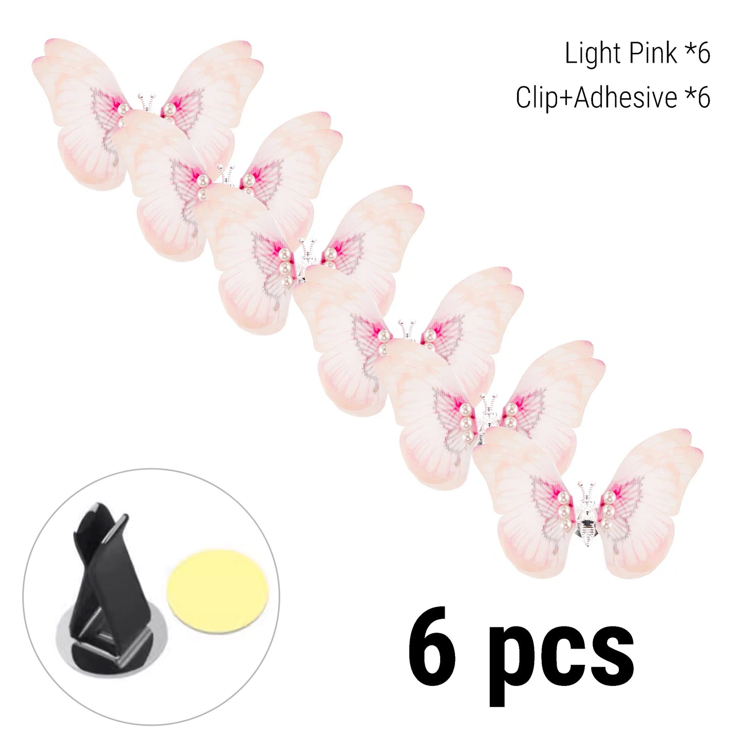 Flying Butterfly Car Air Vent Clip Decoration SKU 6pcs Light Pink