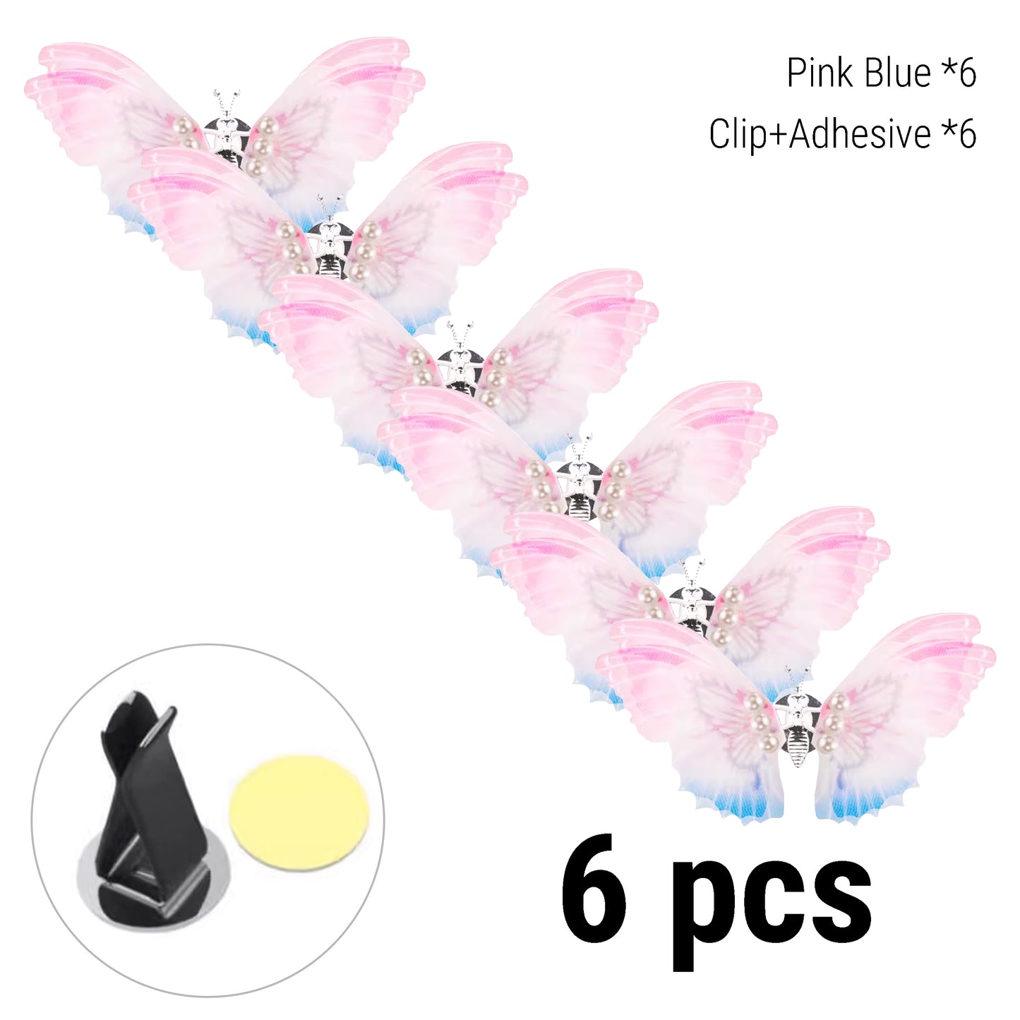 Flying Butterfly Car Air Vent Clip Decoration SKU 6pcs Pink Blue
