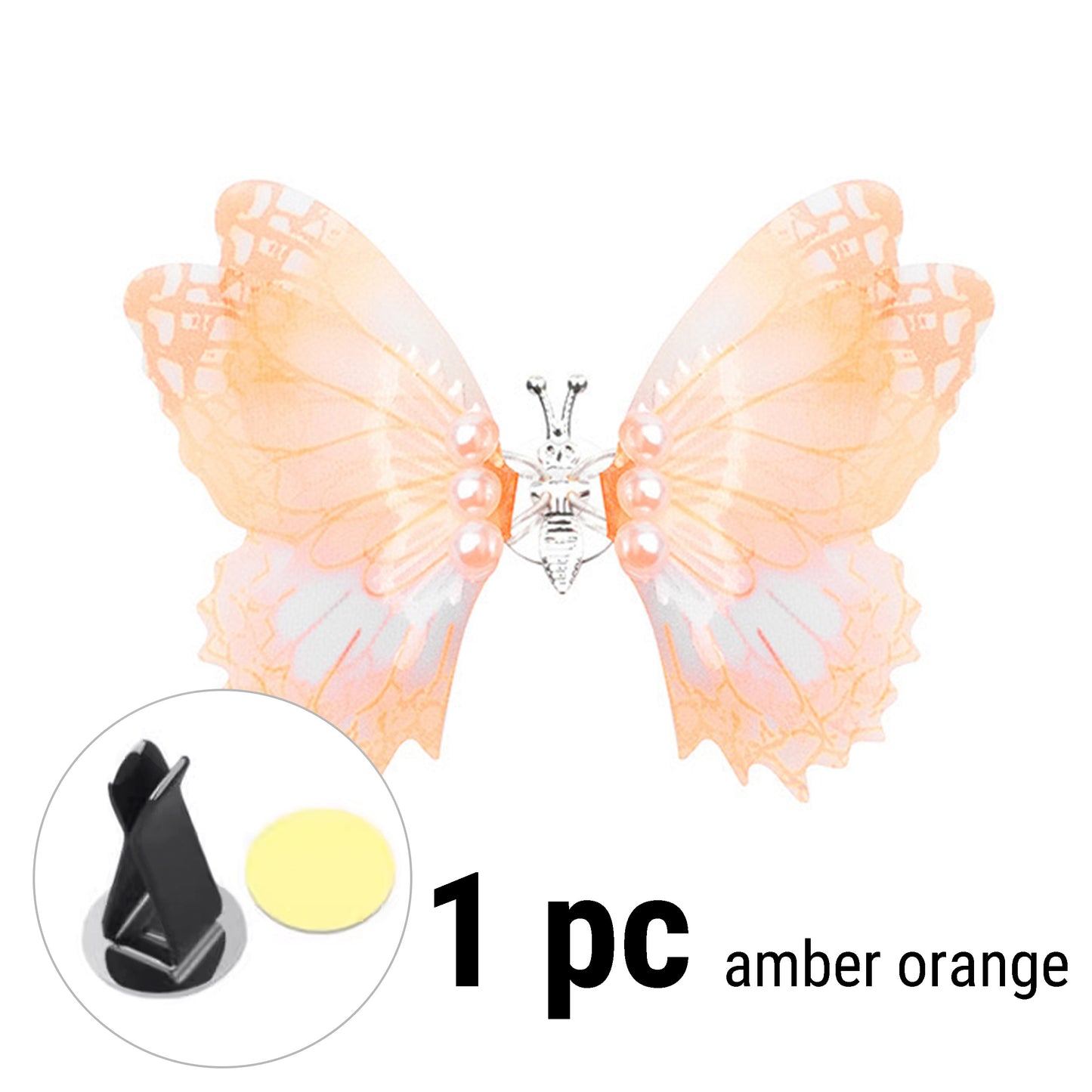 Flying Butterfly Car Vent Clip Decoration Amber Orange