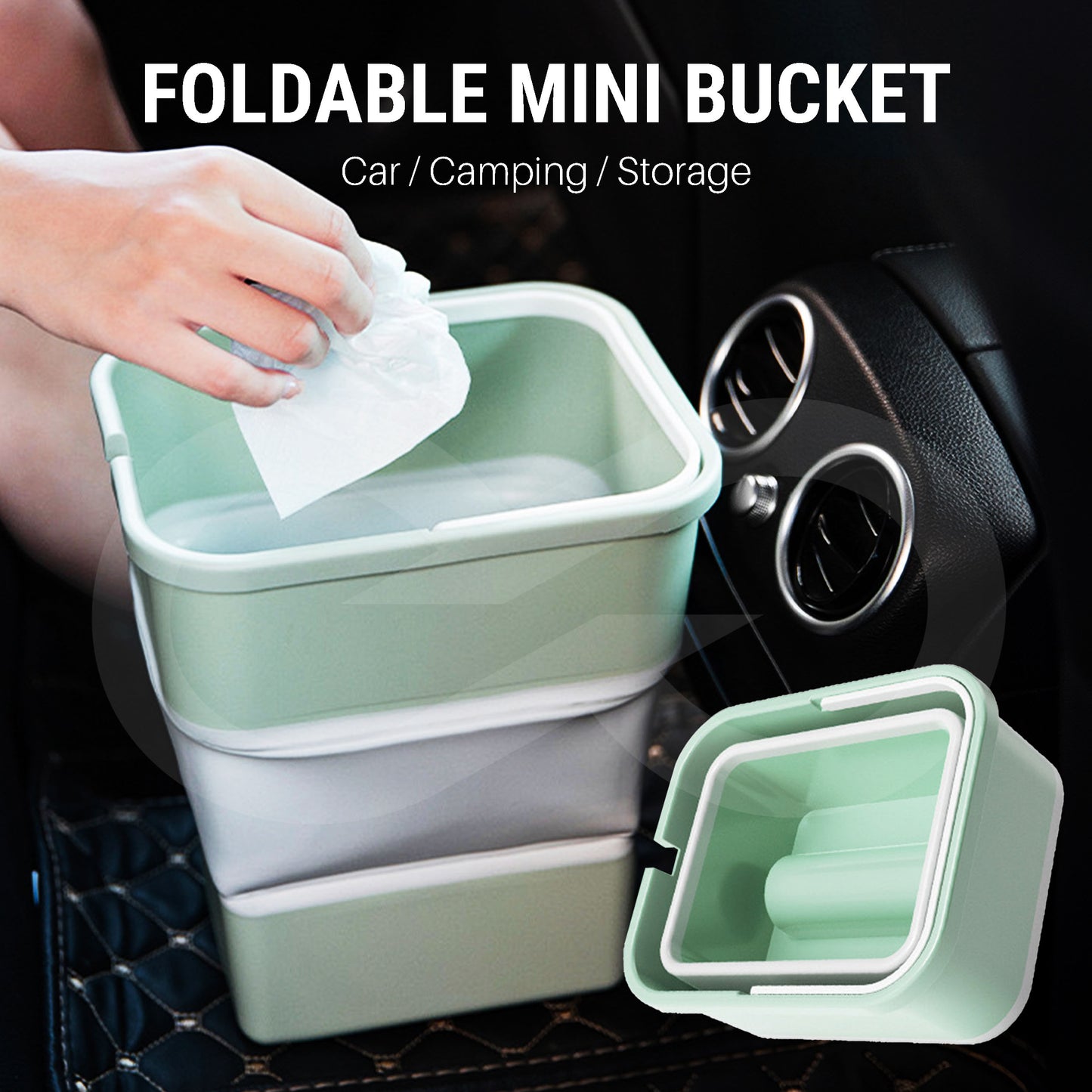 Foldable Bucket 5L(1.3 Gallon) with Handle & Trash Bags 02