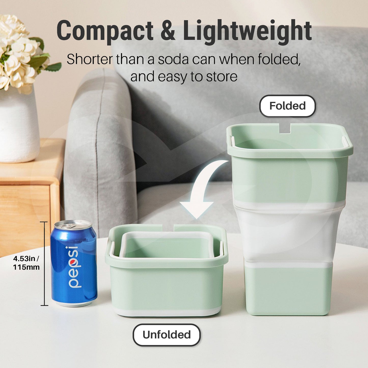 Foldable Bucket 5L(1.3 Gallon) with Handle & Trash Bags 03