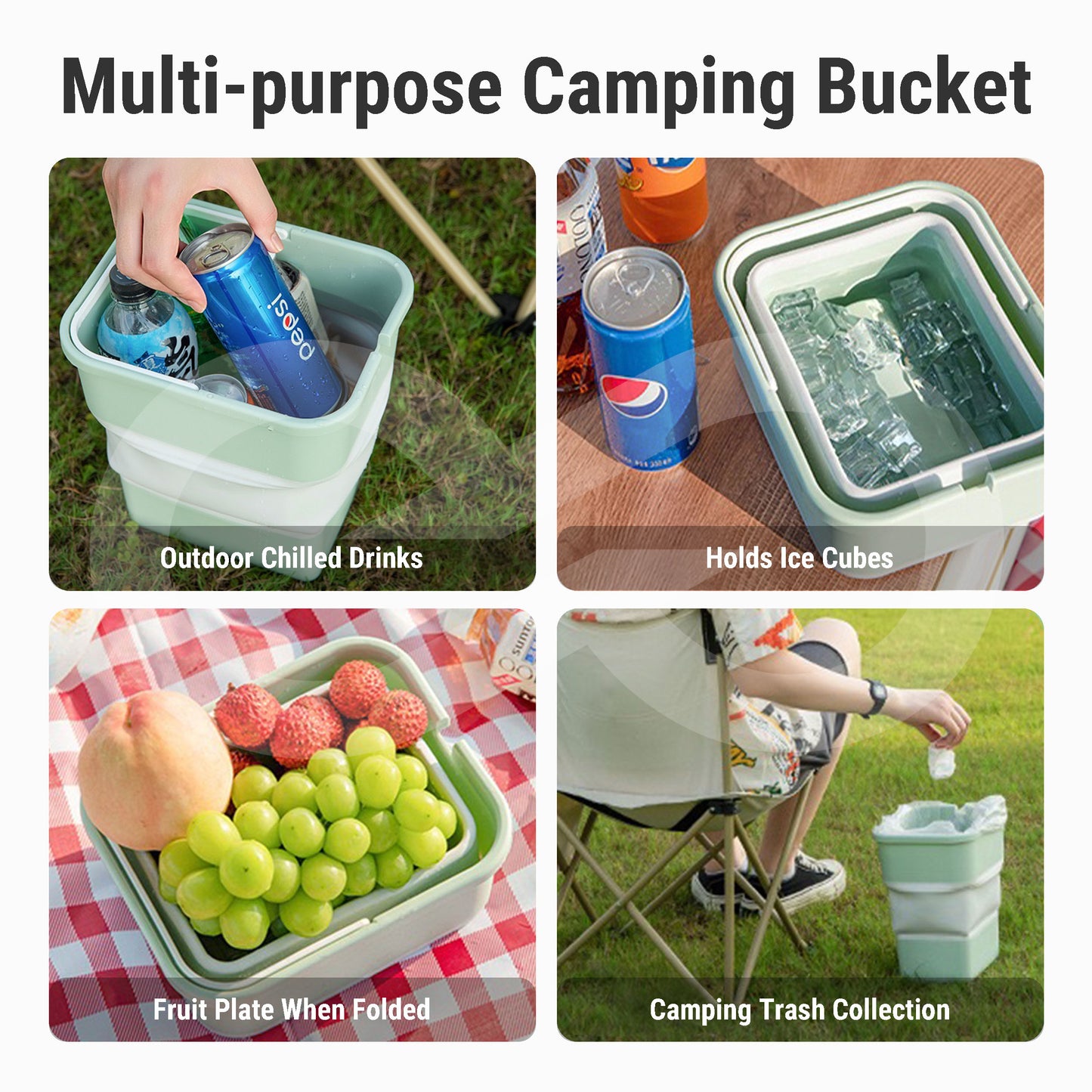Foldable Bucket 5L(1.3 Gallon) with Handle & Trash Bags 06