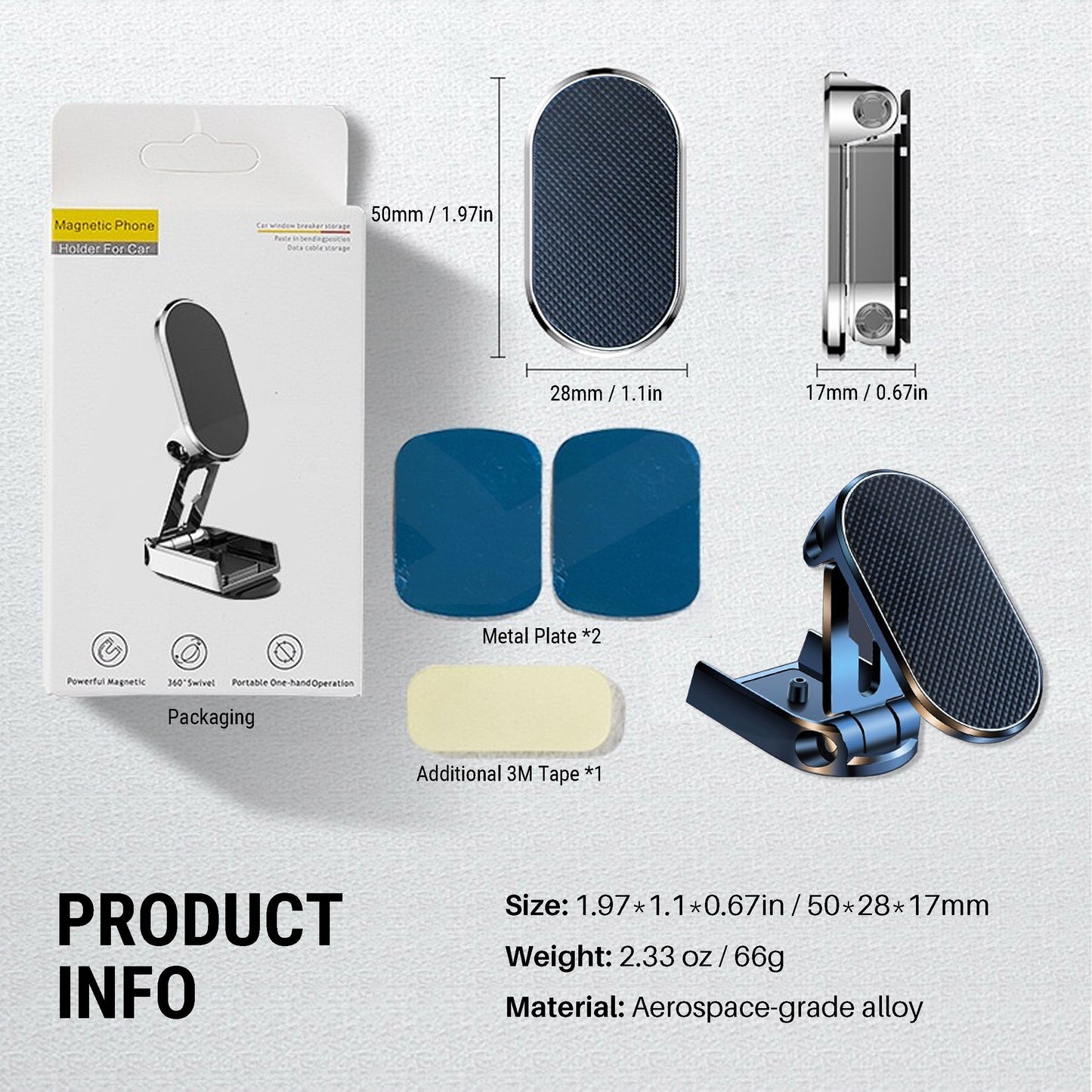 Folding 720-degree Rotatable Magnetic Phone Holder 09 Product Information