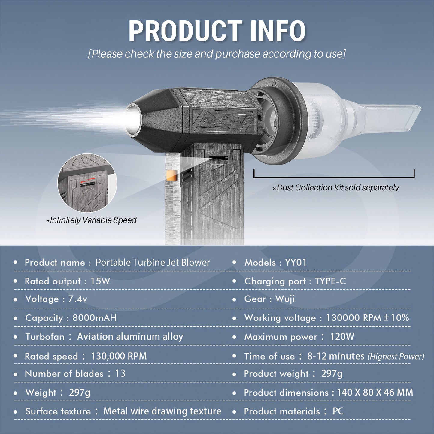 Portable Turbine Jet Fan Blower 18 Product Information