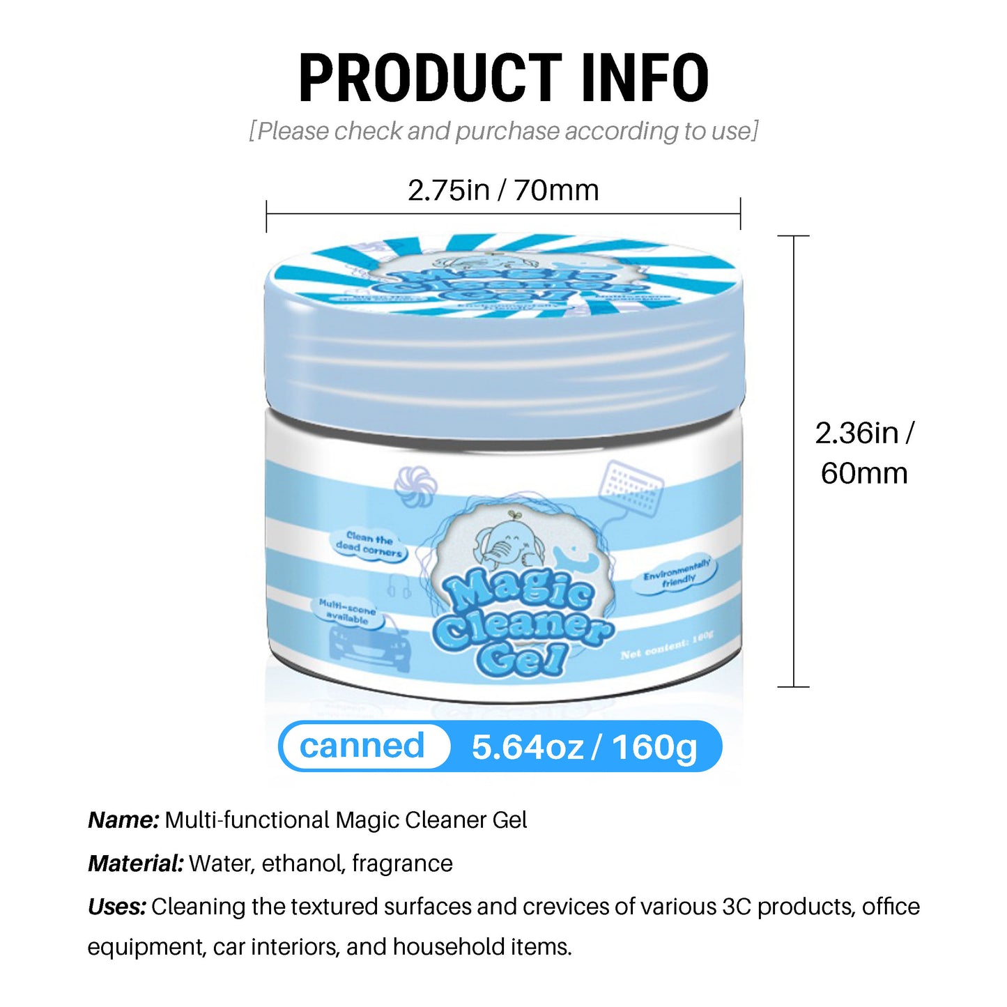 Reusable Slimey Dust Cleaning Gel (5.64oz) Product Information