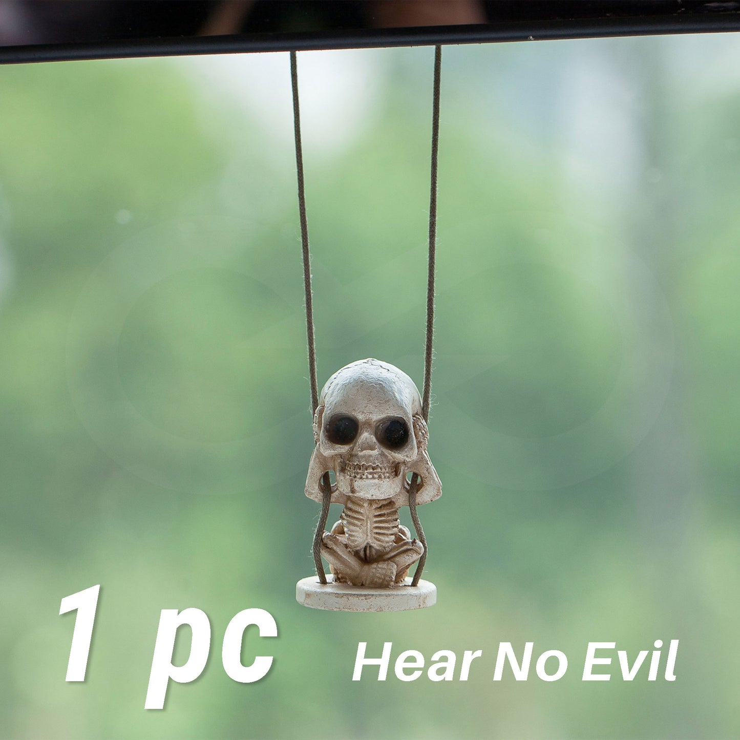 Spooky Swing Skeleton Hanging Ornament SKU hear no evil