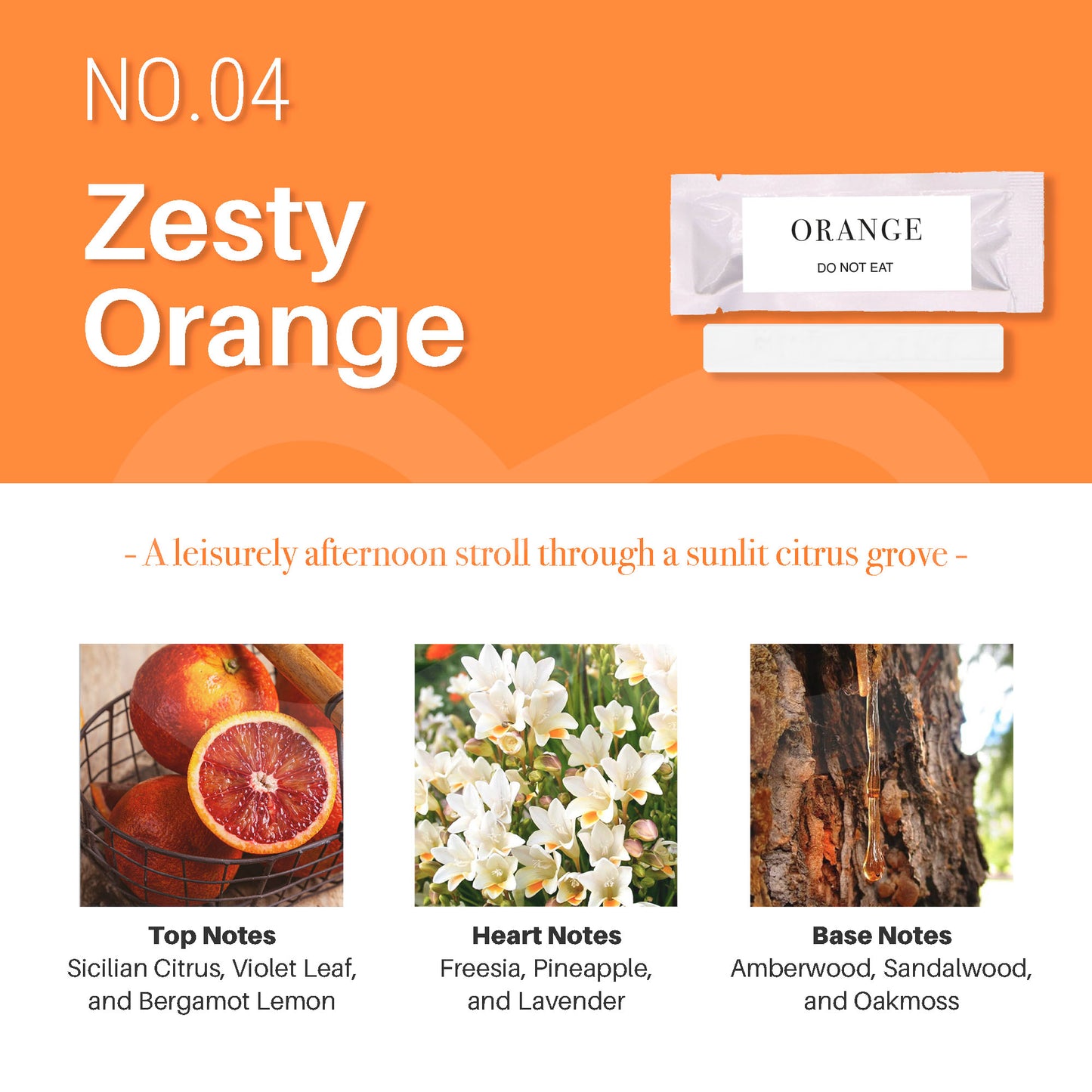 Wooden Car Air Outlet Perfume Clip NO.04 Orange