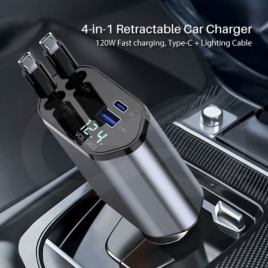 4-in-1 Retractable Car Charger