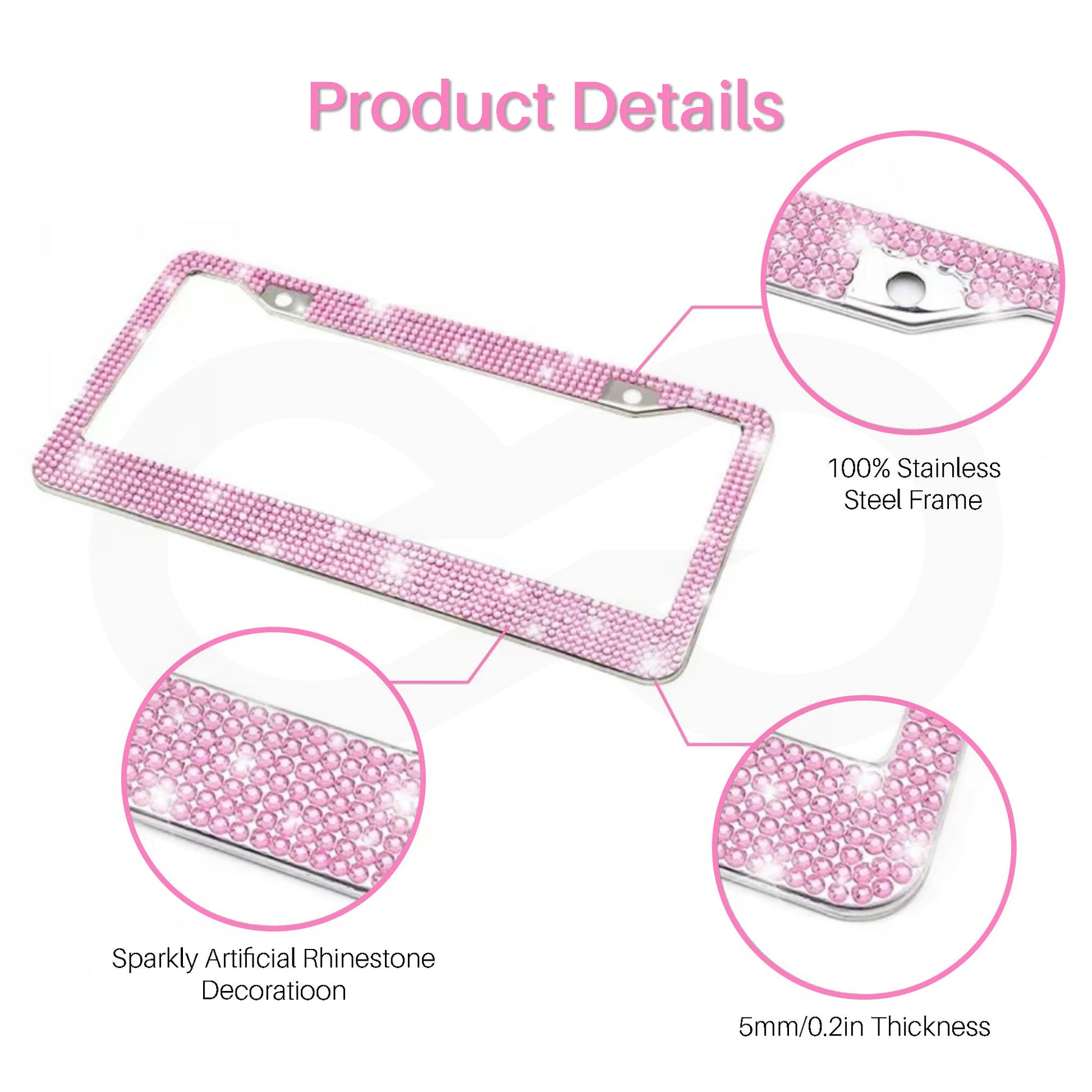 Artificial Rhinestone Car License Plate Frame 04