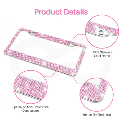 Artificial Rhinestone Car License Plate Frame 04