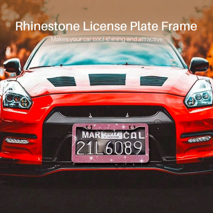 Artificial Rhinestone Car License Plate Frame 08