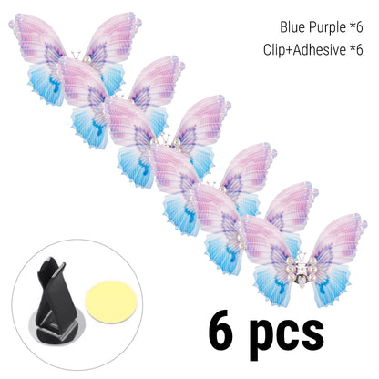 Flying Butterfly Car Air Vent Clip Decoration SKU 6pcs Blue Purple