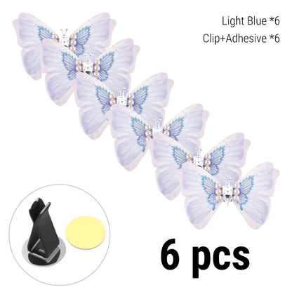 Flying Butterfly Car Air Vent Clip Decoration SKU 6pcs Light Blue