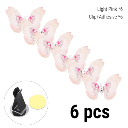 Flying Butterfly Car Air Vent Clip Decoration SKU 6pcs Light Pink