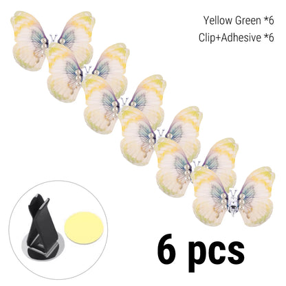Flying Butterfly Car Air Vent Clip Decoration SKU 6pcs Yellow Green
