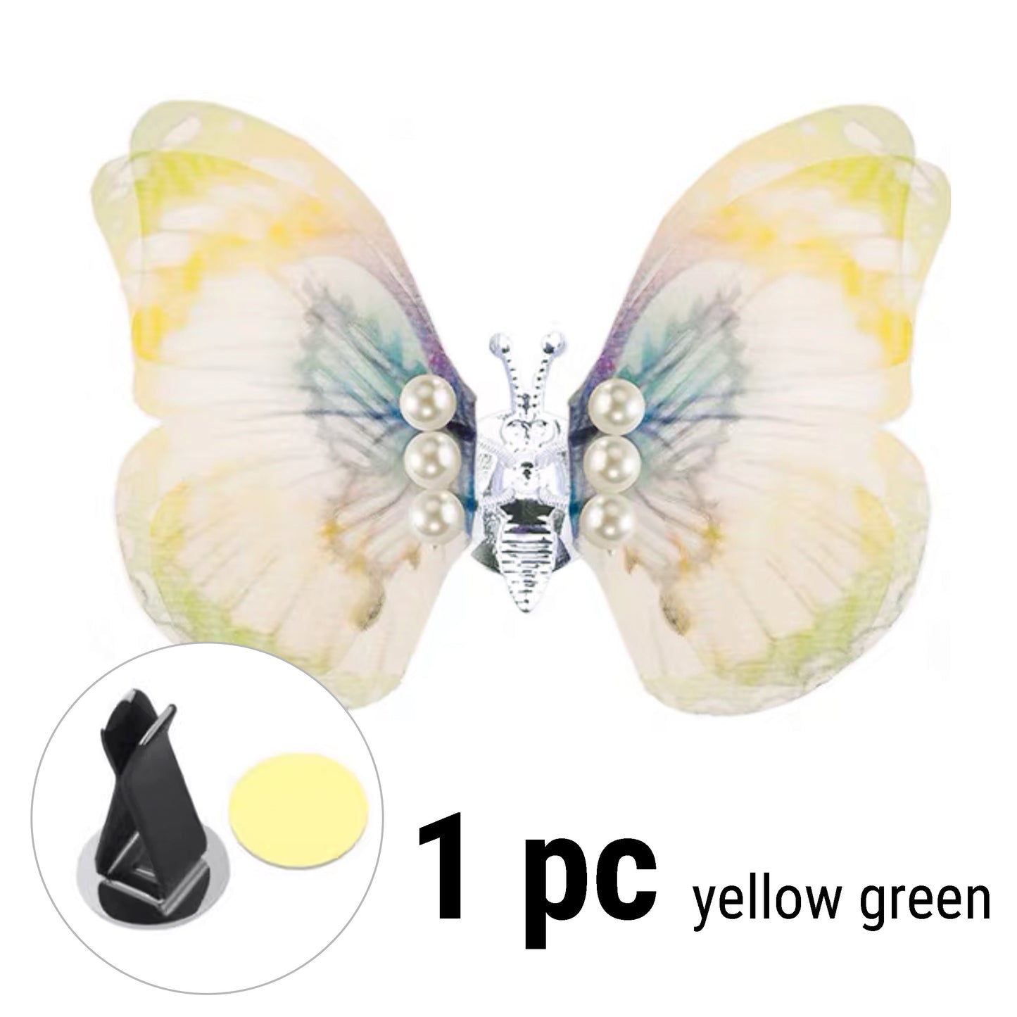 Flying Butterfly Car Vent Clip Decoration Yellow Green