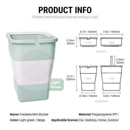Foldable Bucket 5L(1.3 Gallon) with Handle & Trash Bags 08