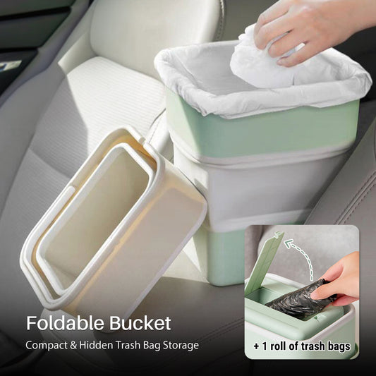 Foldable Bucket 5L(1.3 Gallon) with Handle & Trash Bags 15