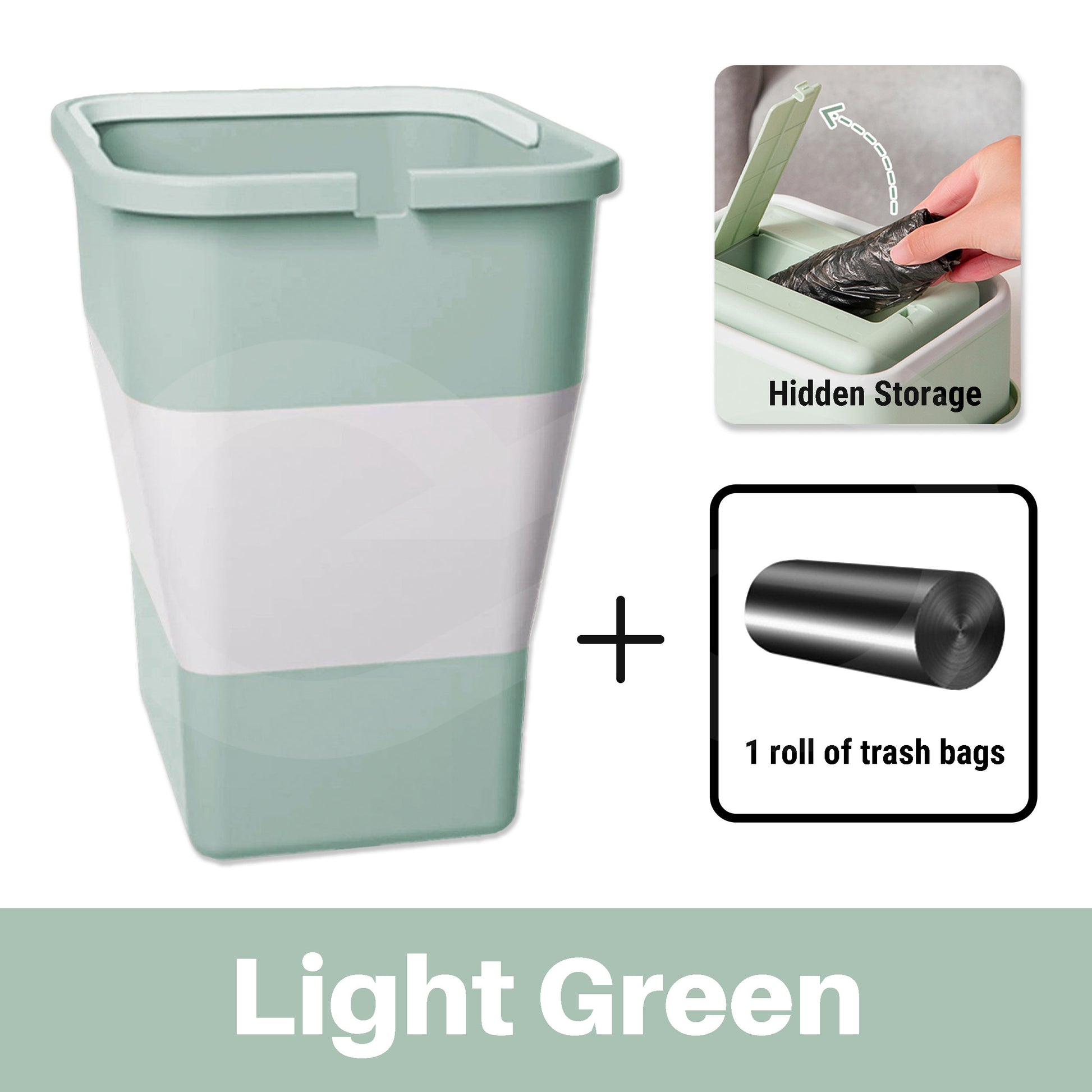 Foldable Bucket 5L(1.3 Gallon) with Handle & Trash Bags SKU Light Green