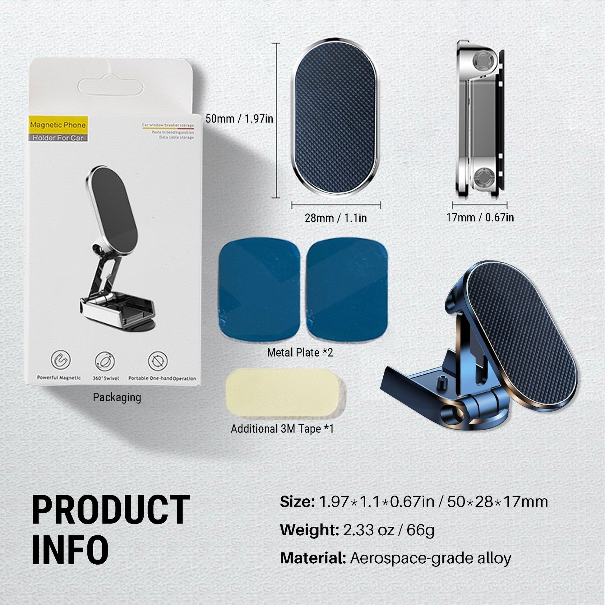 Folding 720-degree Rotatable Magnetic Phone Holder 09 Product Information