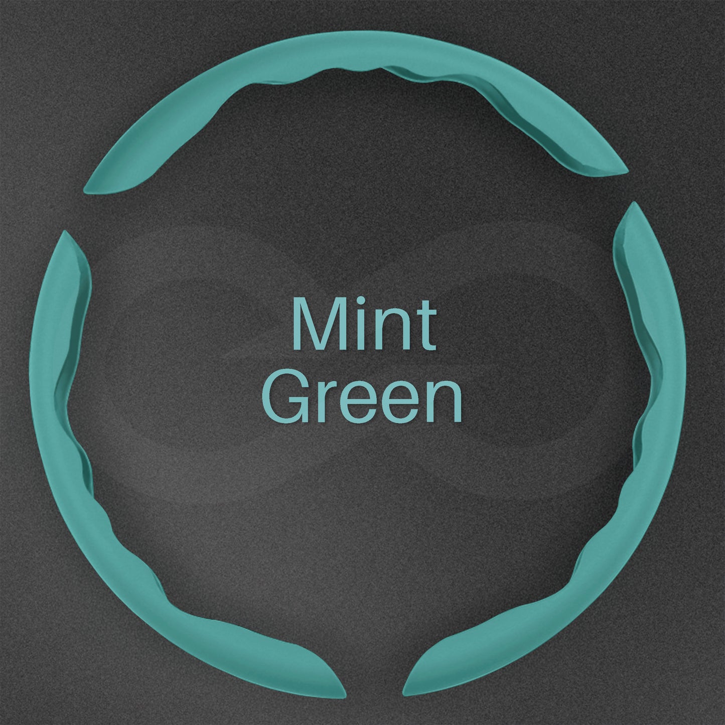3 pieces mint green color Liquid Feel Steering Wheel Cover on a dark background