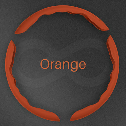 3 pieces orange color Liquid Feel Steering Wheel Cover on a dark background