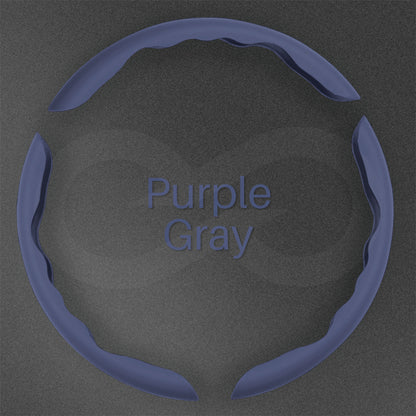 3 pieces purple gray color Liquid Feel Steering Wheel Cover on a dark background