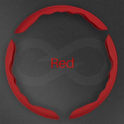 3 pieces red color Liquid Feel Steering Wheel Cover on a dark background