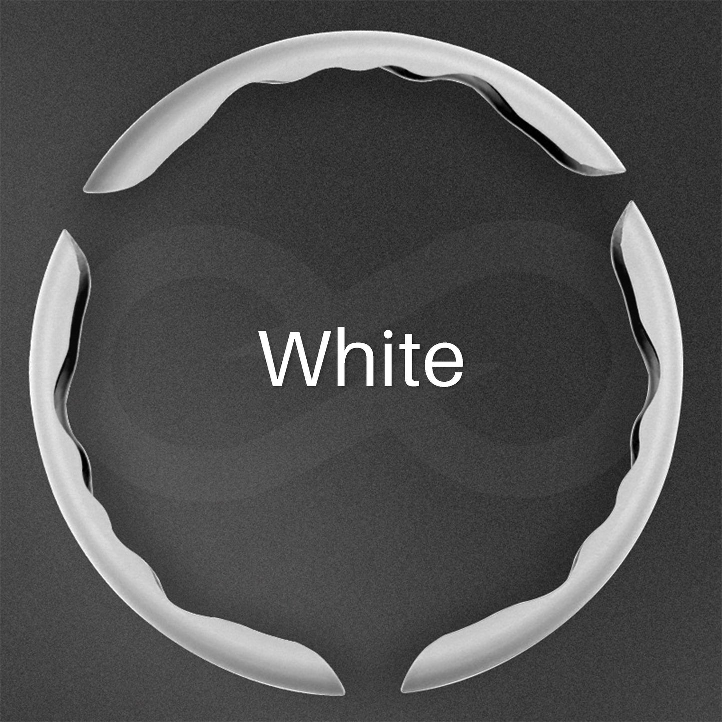 3 pieces white color Liquid Feel Steering Wheel Cover on a dark background