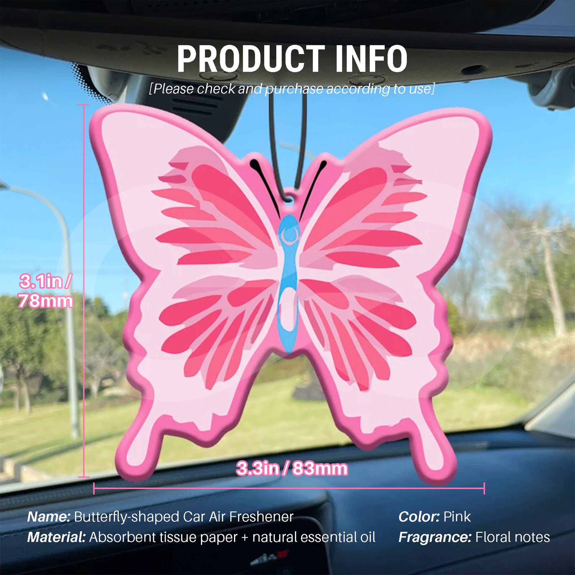 Pink Butterfly-shaped Air Freshener 04 Product Information