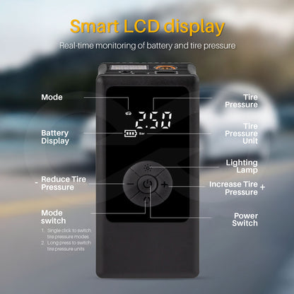 Smart LCD display for monitoring battery and tire pressure