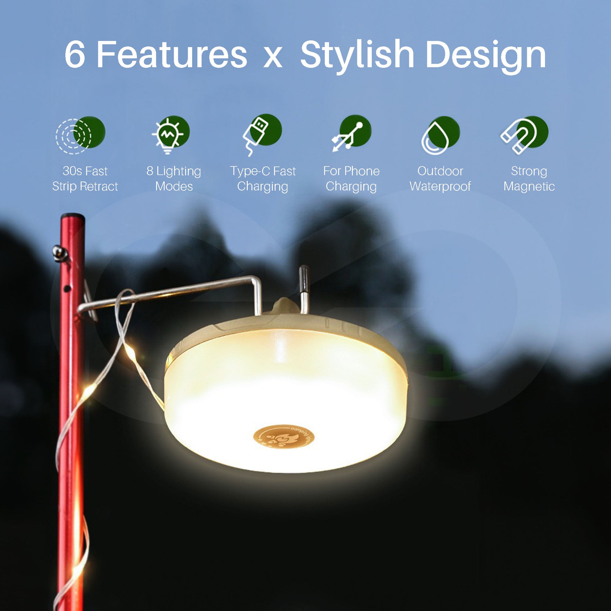 Retractable Rechargeable Camping String Lights 02