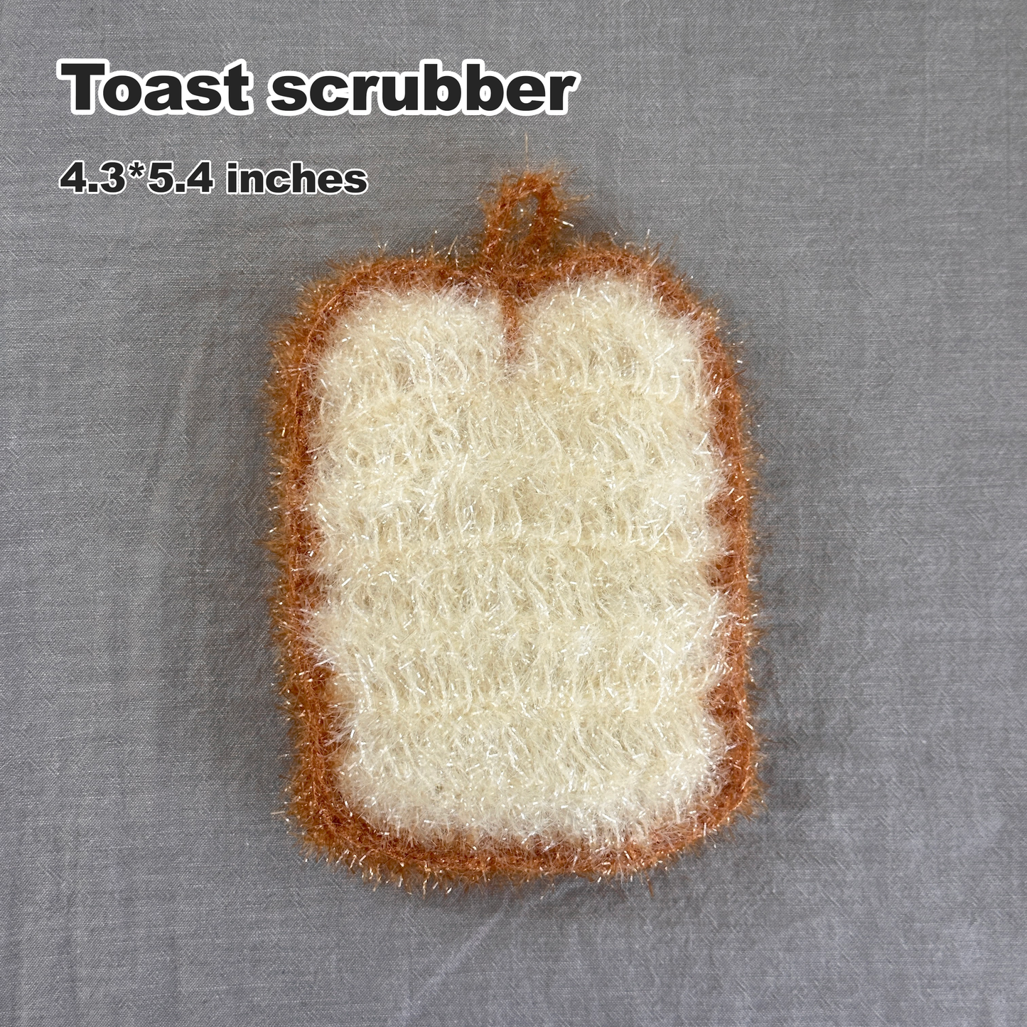 Toast scrubber shaped like a slice of bread on a gray background