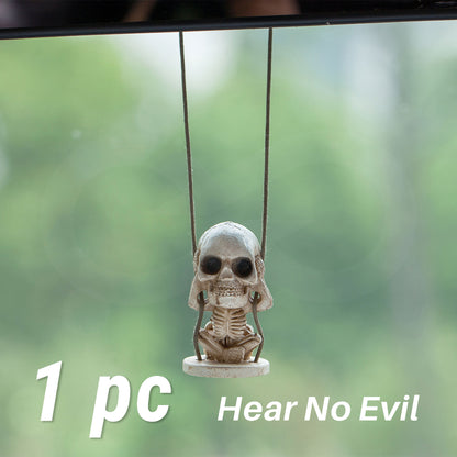 Spooky Swing Skeleton Hanging Ornament SKU hear no evil