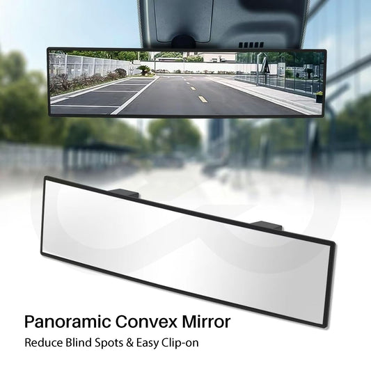 Panoramic convex mirror for car with a blurred background